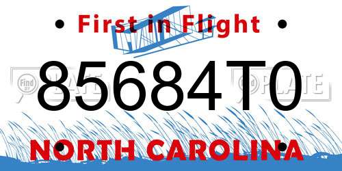 85684T0 North Carolina License Plate