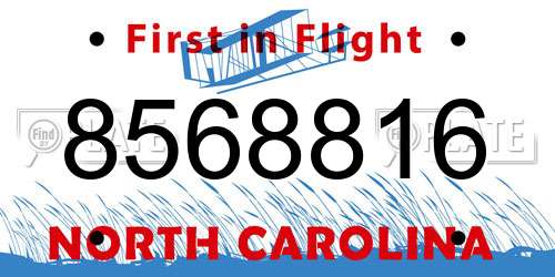 8568816 North Carolina License Plate