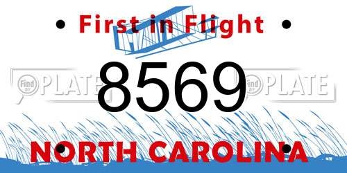 8569 North Carolina License Plate
