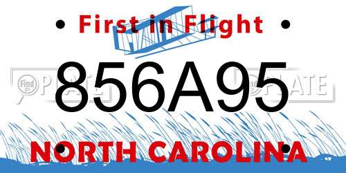 856A95 North Carolina License Plate