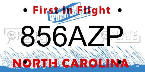 856AZP North Carolina License Plate