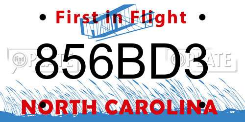 856BD3 North Carolina License Plate