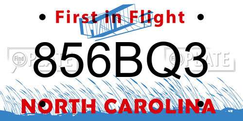 856BQ3 North Carolina License Plate