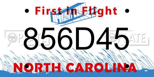 856D45 North Carolina License Plate