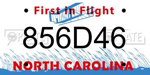856D46 North Carolina License Plate