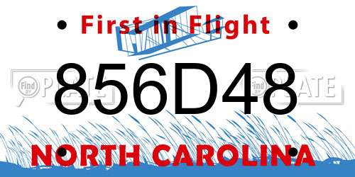 856D48 North Carolina License Plate
