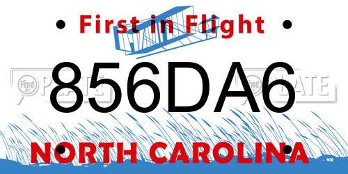 856DA6 North Carolina License Plate