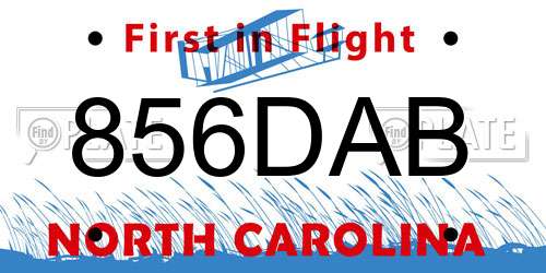 856DAB North Carolina License Plate