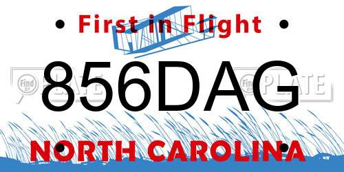 856DAG North Carolina License Plate