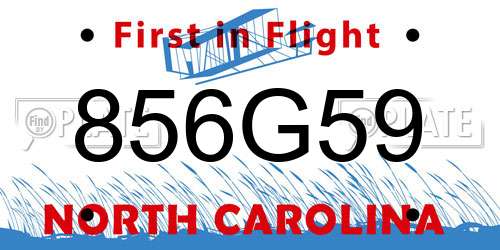 856G59 North Carolina License Plate