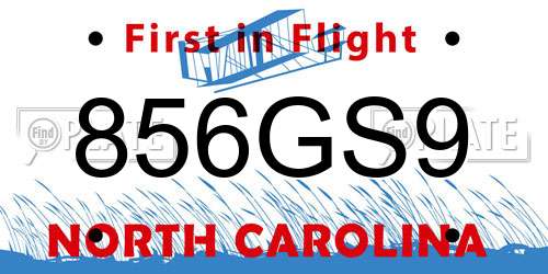 856GS9 North Carolina License Plate