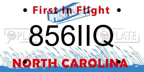 856IIQ North Carolina License Plate
