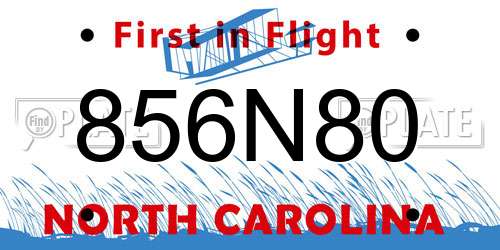 856N80 North Carolina License Plate