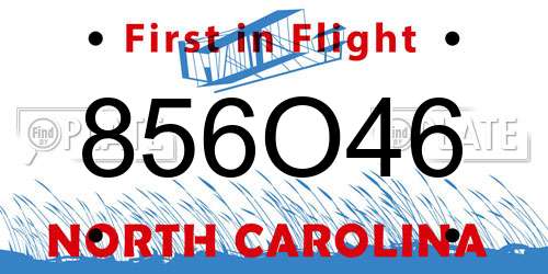 856O46 North Carolina License Plate