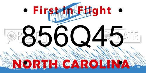 856Q45 North Carolina License Plate