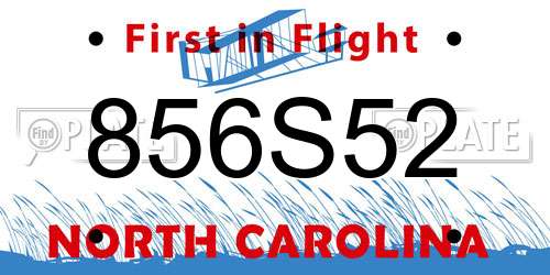 856S52 North Carolina License Plate