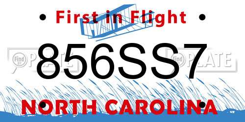 856SS7 North Carolina License Plate