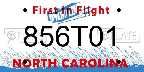 856T01 North Carolina License Plate