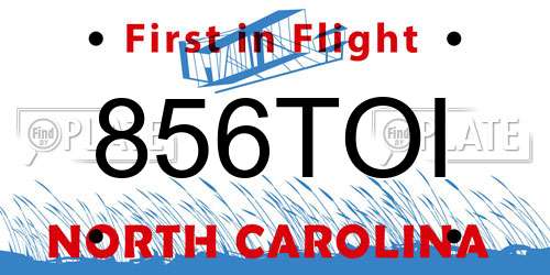 856TOI North Carolina License Plate