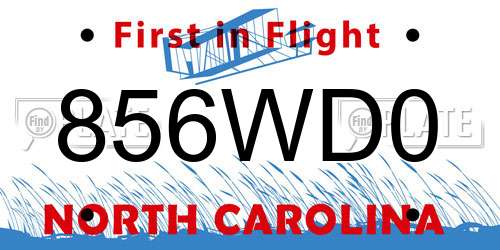 856WD0 North Carolina License Plate