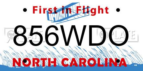 856WDO North Carolina License Plate
