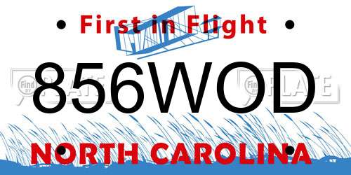 856WOD North Carolina License Plate
