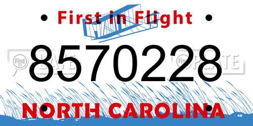 8570228 North Carolina License Plate