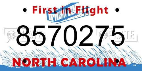 8570275 North Carolina License Plate