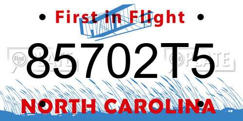 85702T5 North Carolina License Plate