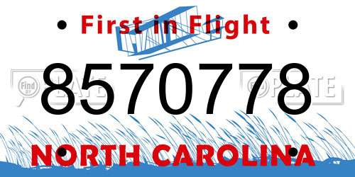 8570778 North Carolina License Plate