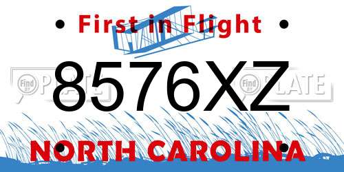 8576XZ North Carolina License Plate