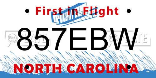 857EBW North Carolina License Plate