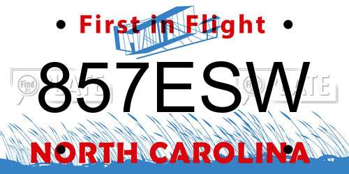 857ESW North Carolina License Plate