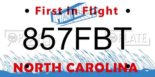 857FBT North Carolina License Plate