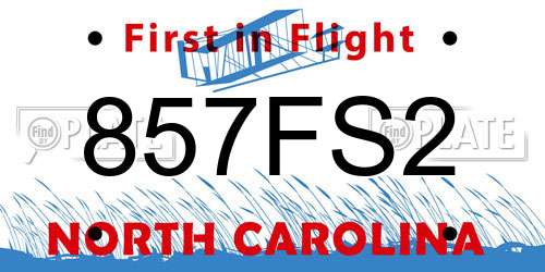857FS2 North Carolina License Plate