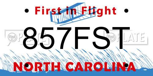 857FST North Carolina License Plate