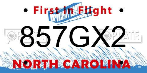 857GX2 North Carolina License Plate