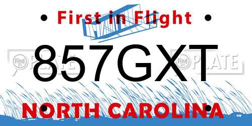 857GXT North Carolina License Plate