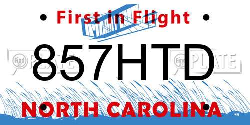 857HTD North Carolina License Plate