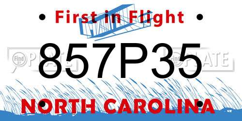 857P35 North Carolina License Plate