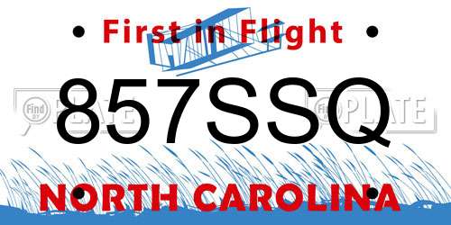 857SSQ North Carolina License Plate