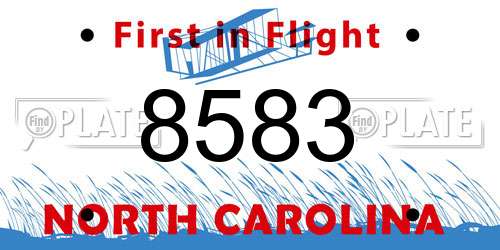 8583 North Carolina License Plate