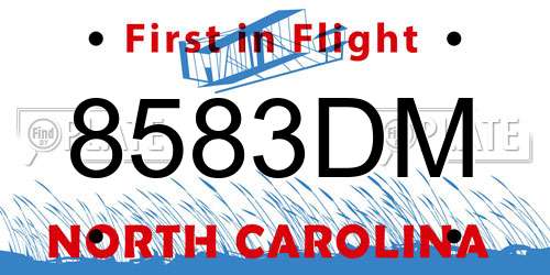 8583DM North Carolina License Plate