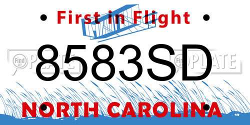 8583SD North Carolina License Plate