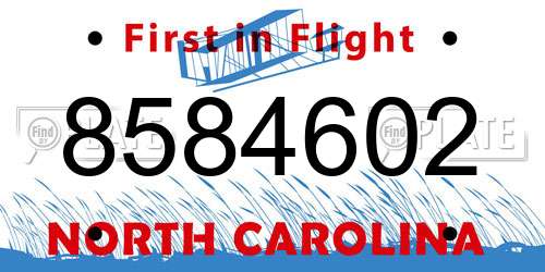 8584602 North Carolina License Plate