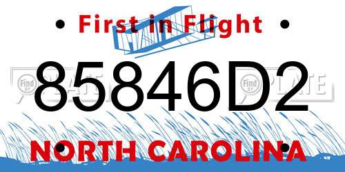 85846D2 North Carolina License Plate