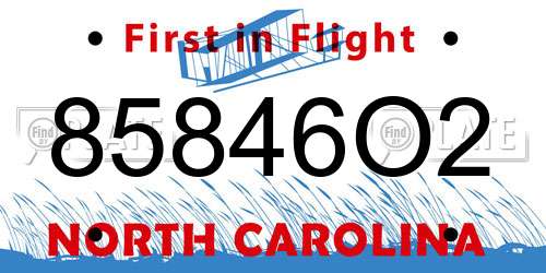 85846O2 North Carolina License Plate