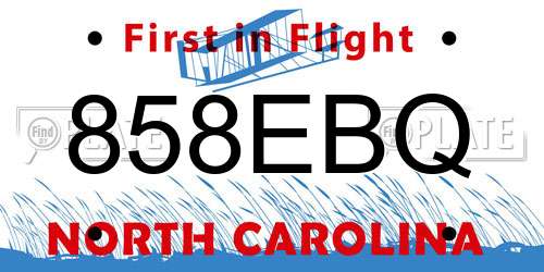 858EBQ North Carolina License Plate