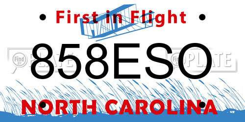 858ESO North Carolina License Plate