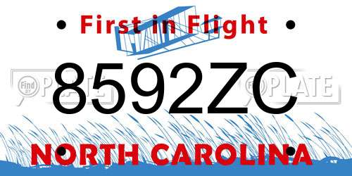 8592ZC North Carolina License Plate